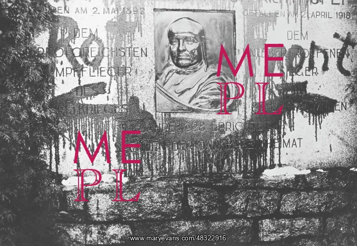 : The Richthofen Memorial that was smeared by Communists, 1930 : The Richthofen Memorial that was smeared by Communists, 1930