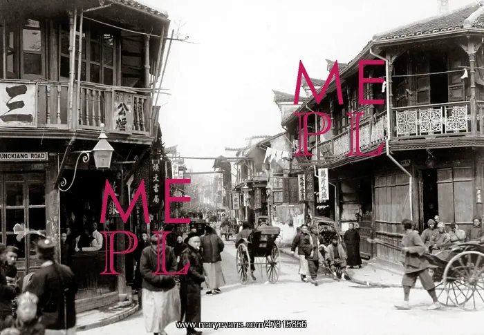 : Rickshaws, Sunkiang Road, Shanghai, China, c.1900