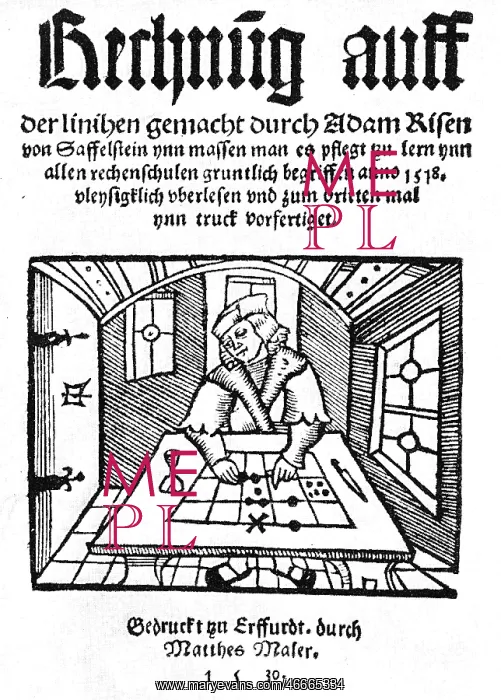 : Ries, Adam, 27.3. 1492 - 30.3.1559, German mathematician : Ries, Adam, 27.3. 1492 - 30.3.1559, German mathematician
