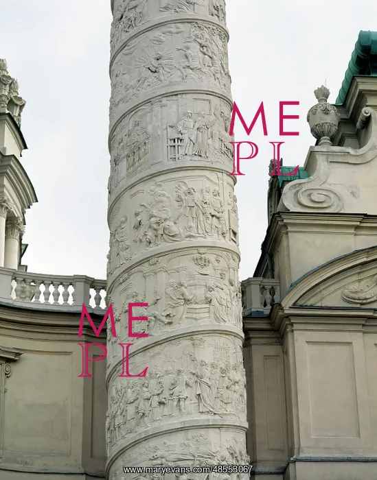 : Right column with reliefs depicting scenes from the life of : Right column with reliefs depicting scenes from the life of