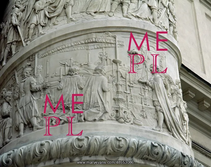 : Right column with reliefs depicting scenes from the life of : Right column with reliefs depicting scenes from the life of