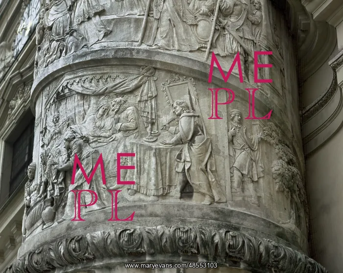 : Right column with reliefs depicting scenes from the life of : Right column with reliefs depicting scenes from the life of