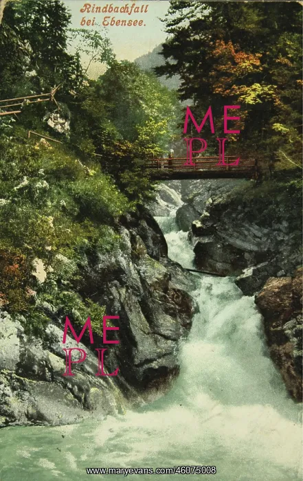 : Rindbach waterfall in Ebensee. 1906. Photochrom : Rindbach waterfall in Ebensee. 1906. Photochrom