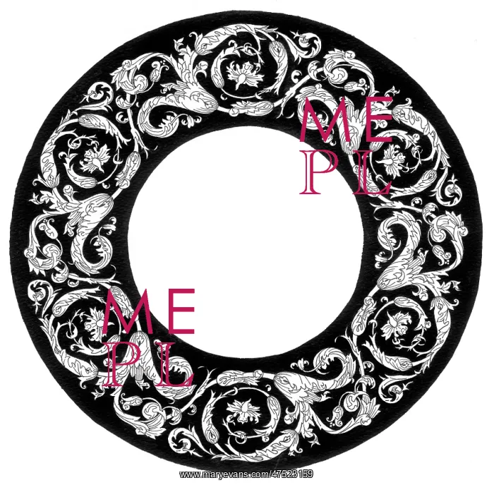 : Ring shaped black and white Florentine design : Ring shaped black and white Florentine design