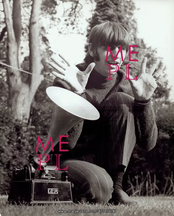  : Ringo Starr, Beatles drummer, with old phonograph
