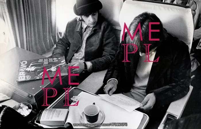  : Ringo Starr and George Harrison on plane to Munich