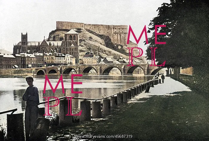 : The river and citadel at Huy : The river and citadel at Huy
