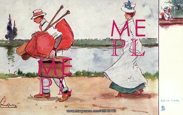 : River Days - Couple going boating : River Days - Couple going boating