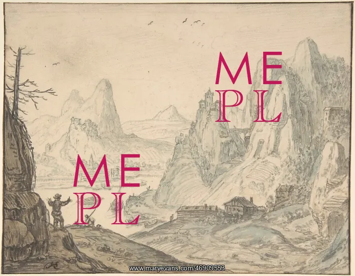 : River Landscape with Mountains, 17th century : River Landscape with Mountains, 17th century