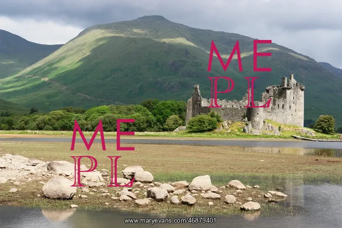 : River Orchy and Kilchurn Castle, Argyll, Scotland : River Orchy and Kilchurn Castle, Argyll, Scotland