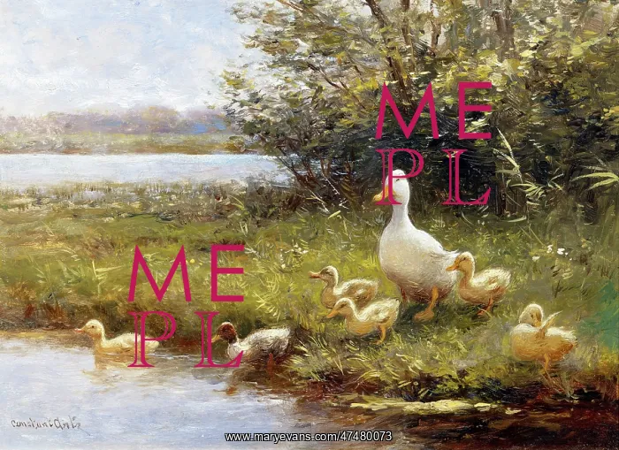 : On the Riverbank ' duck and ducklings : On the Riverbank ' duck and ducklings