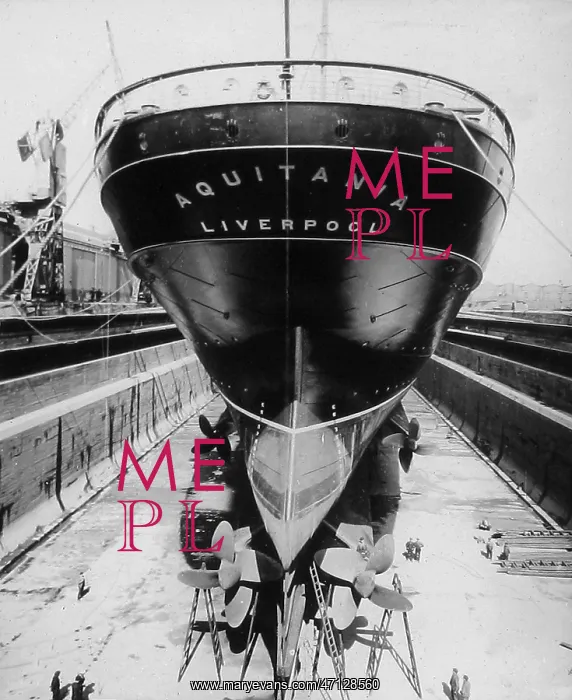  : RMS Aquitania in dry dock