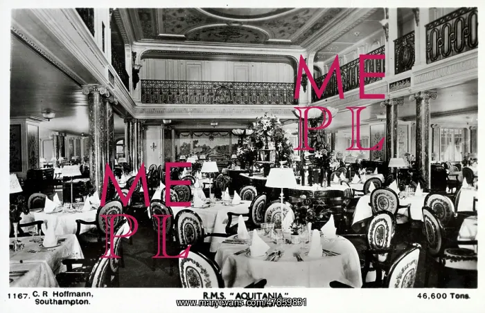 : RMS Aquitania - The First Class Restaurant : RMS Aquitania - The First Class Restaurant