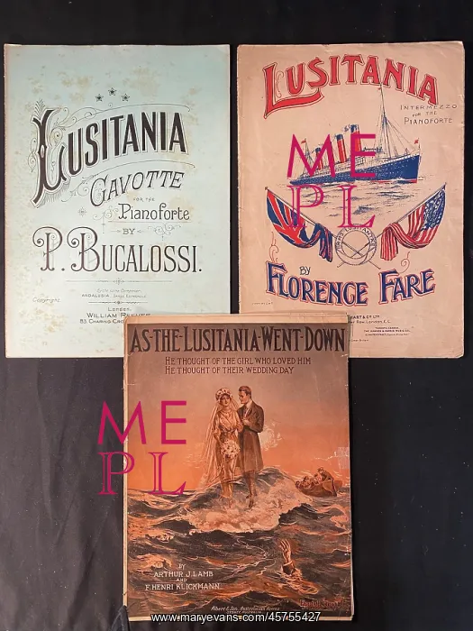 : RMS Lusitania - three sheet music covers : RMS Lusitania - three sheet music covers