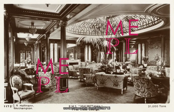 : RMS Mauretania, First Class Lounge : RMS Mauretania, First Class Lounge