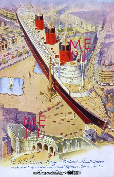 : RMS Queen Mary - compared in size to Trafalgar Square : RMS Queen Mary - compared in size to Trafalgar Square
