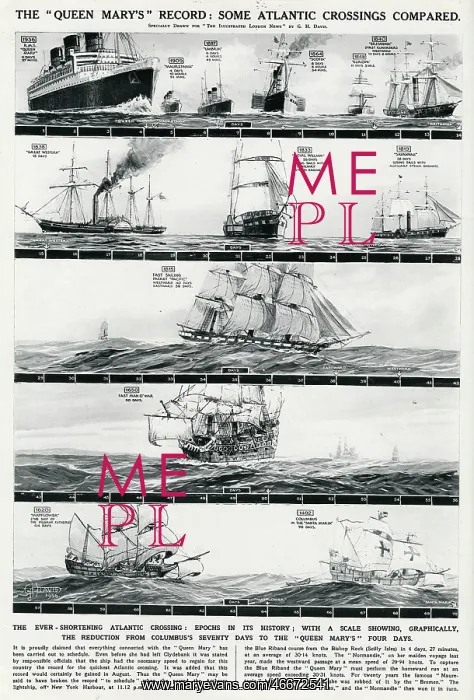 : R.M.S. Queen Mary, record Atlantic crossing, by G. H. Davi : R.M.S. Queen Mary, record Atlantic crossing, by G. H. Davi