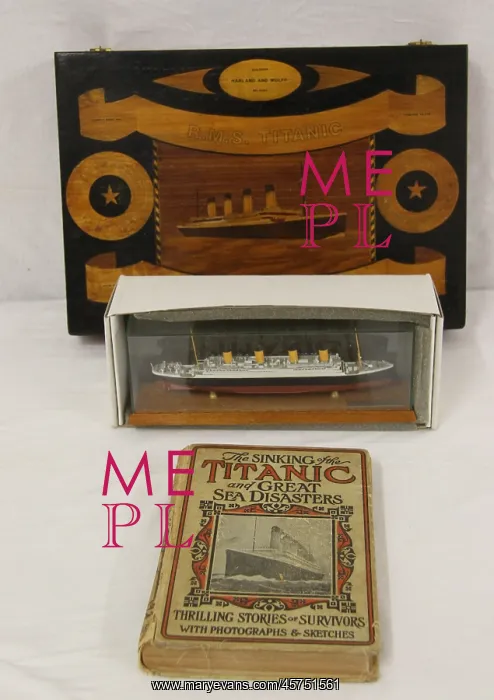 : RMS Titanic - book, model and cutlery box : RMS Titanic - book, model and cutlery box