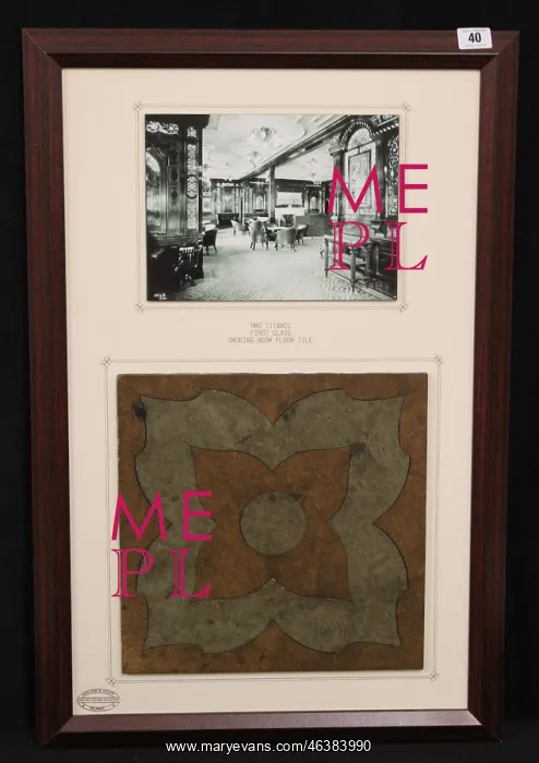 : RMS Titanic - framed photograph and tile : RMS Titanic - framed photograph and tile