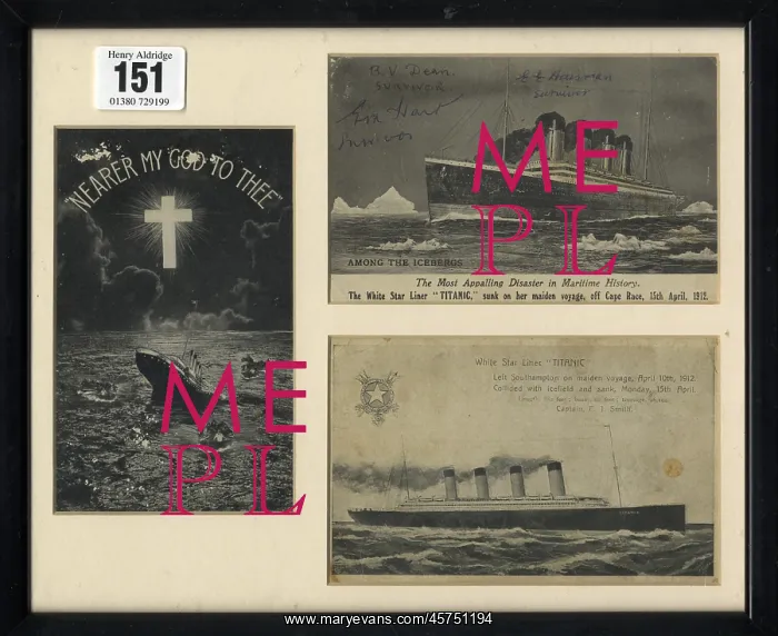 : RMS Titanic - three framed postcards : RMS Titanic - three framed postcards