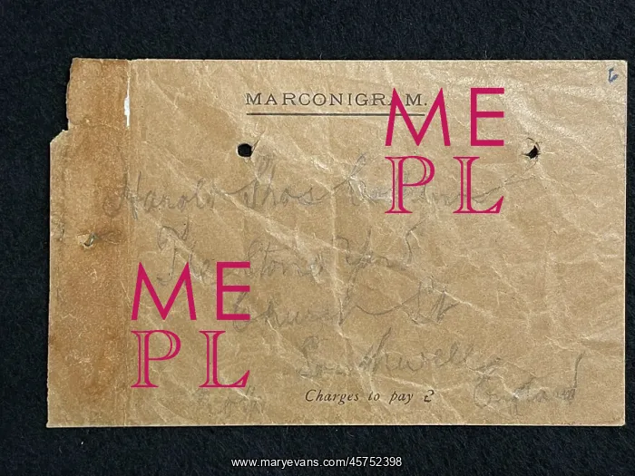  : RMS Titanic, Harold Cottam Collection, Marconi envelope