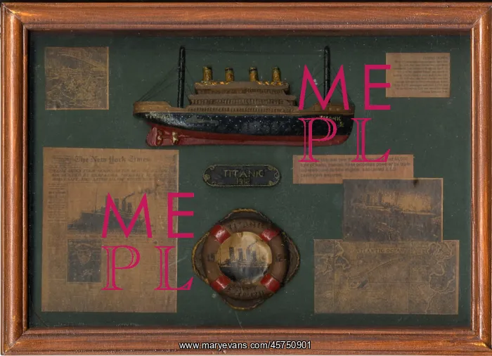 : RMS Titanic items in a frame : RMS Titanic items in a frame