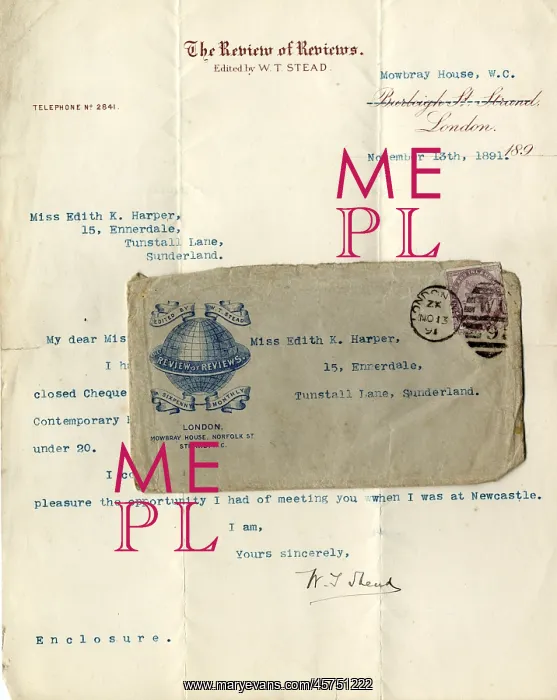  : RMS Titanic - letter and envelope from W T Stead