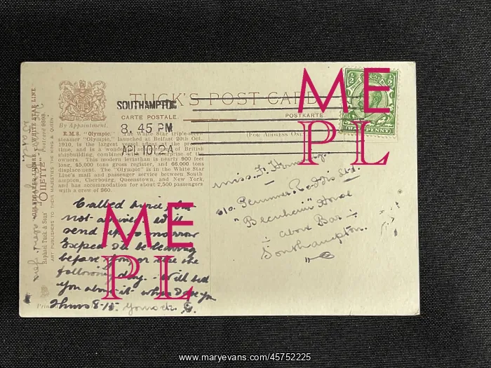 : RMS Titanic, and Olympic, postcard from Southampton : RMS Titanic, and Olympic, postcard from Southampton