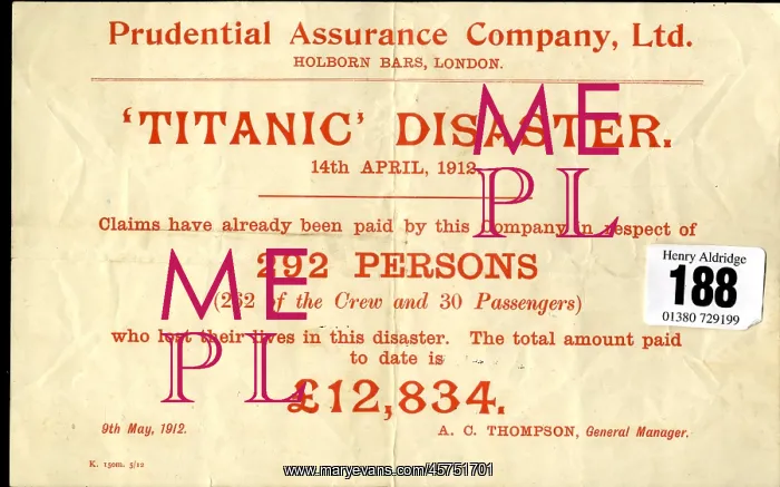 : RMS Titanic - Prudential Assurance Company Ltd : RMS Titanic - Prudential Assurance Company Ltd