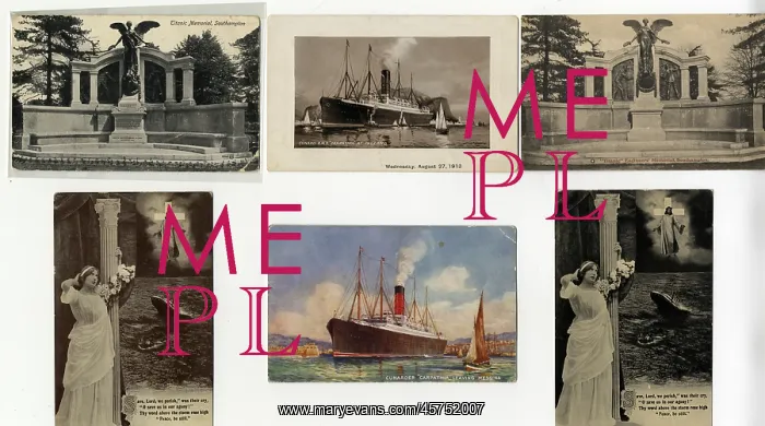 : RMS Titanic and SS Carpathia, six postcards : RMS Titanic and SS Carpathia, six postcards