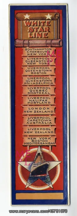  : RMS Titanic - White Star Line bookmark