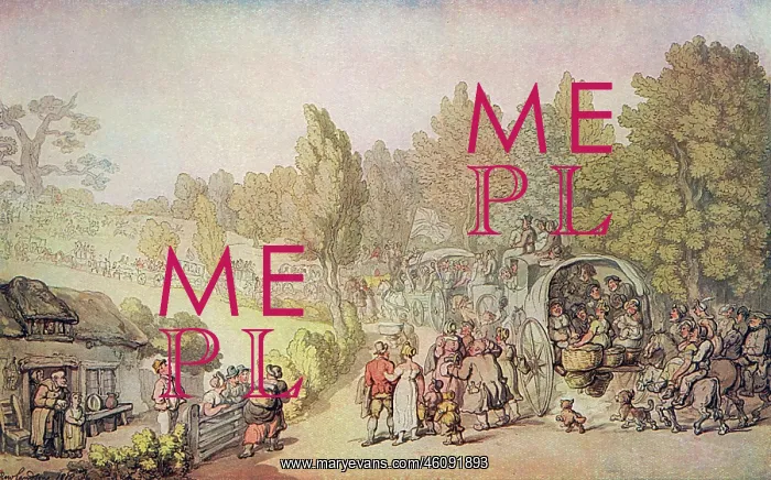 : The Road to Epsom by Thomas Rowlandson : The Road to Epsom by Thomas Rowlandson