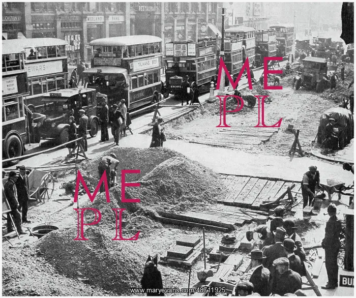 : Roadworks in The Strand, London 1928 : Roadworks in The Strand, London 1928