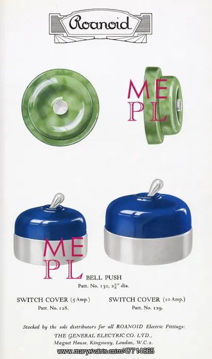 : Roanoid bakelite bell push and switch covers : Roanoid bakelite bell push and switch covers