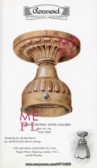 : Roanoid bakelite ceiling fitting with gallery : Roanoid bakelite ceiling fitting with gallery