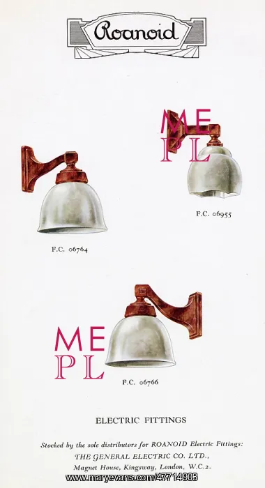  : Roanoid bakelite electric light fittings