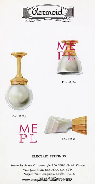  : Roanoid bakelite electric light fittings