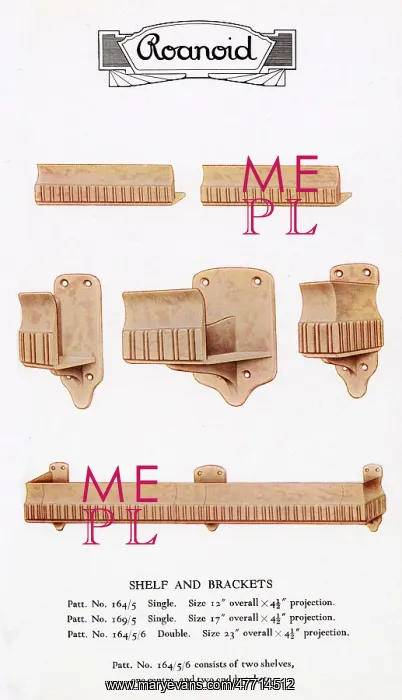 : Roanoid bakelite shelf and brackets : Roanoid bakelite shelf and brackets