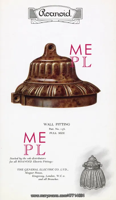 : Roanoid bakelite wall fitting : Roanoid bakelite wall fitting