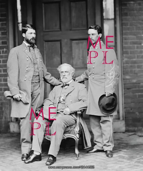 : Robert E. Lee with eldest son and aide : Robert E. Lee with eldest son and aide