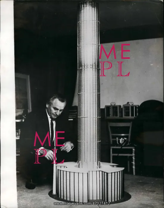 : Robert Gabriel, German architect, Berlin, with model of towe : Robert Gabriel, German architect, Berlin, with model of towe