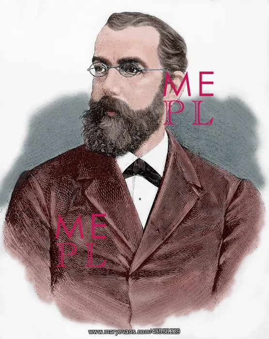 : Robert Koch (1843-1910). Engraving. Colored : Robert Koch (1843-1910). Engraving. Colored