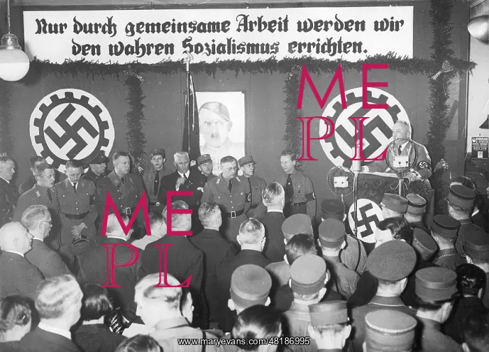 : Robert Ley opens the first military style roll call of the R : Robert Ley opens the first military style roll call of the R