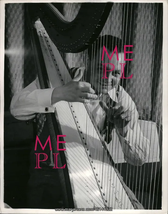 : Robert Maxell playing the harp, London : Robert Maxell playing the harp, London