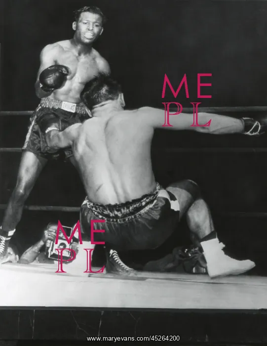 : Robert Villemain, goes down from a punch by Sugar : Robert Villemain, goes down from a punch by Sugar