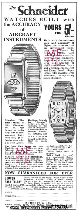 : Roberts & Co Schneider Rotator Watches 1933 : Roberts & Co Schneider Rotator Watches 1933