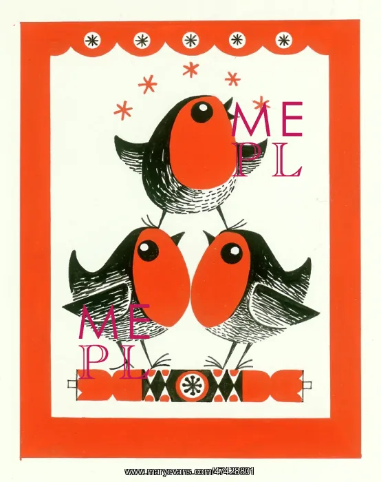  : Three Robin Acrobats standing on a Christmas cracker
