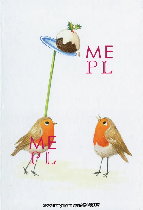 : Robin balancing a plum pudding on a pole : Robin balancing a plum pudding on a pole