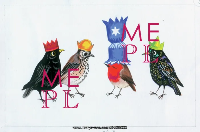 : Robin and other birds in fancy hats : Robin and other birds in fancy hats