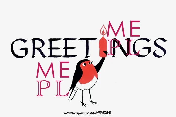 : Robin with Candle for I in the word Greetings : Robin with Candle for I in the word Greetings